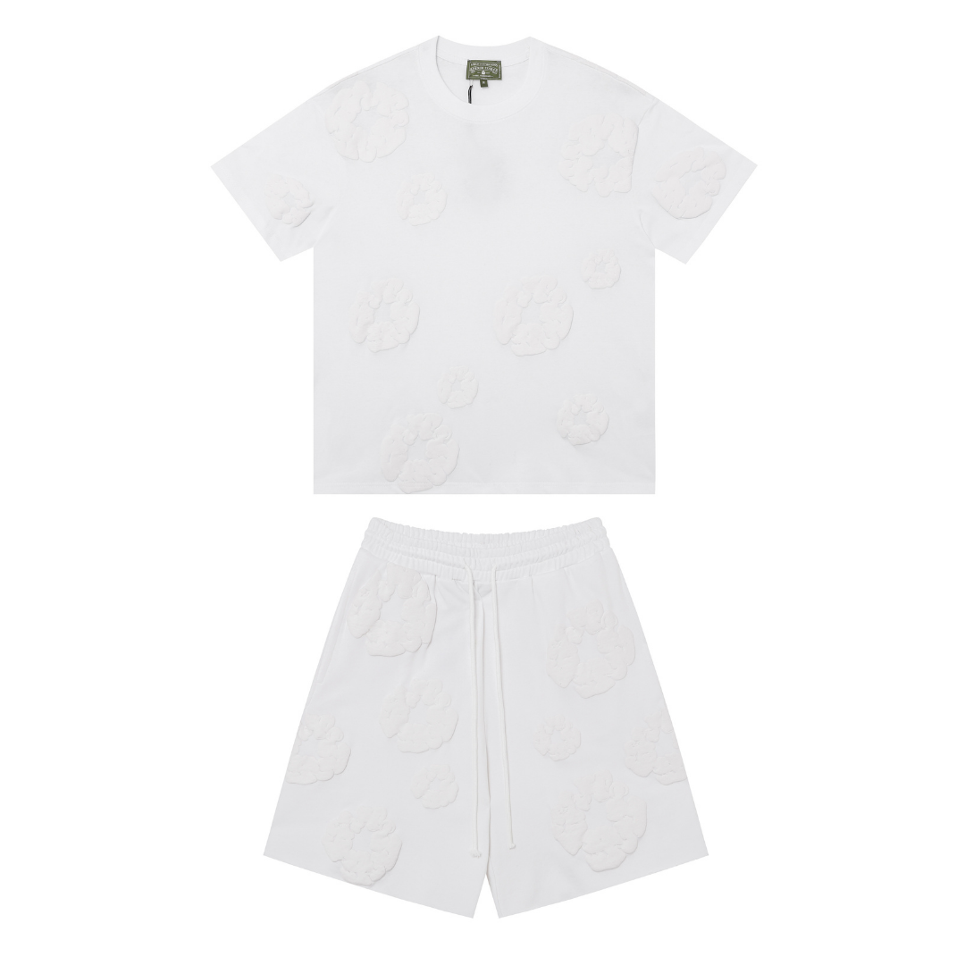 Denim Trs Triple White Short set
