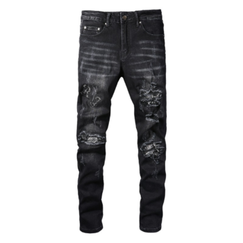 Amr Black Bandana Camo Jeans