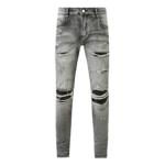 Amr Patch Ripped Grey Jeans