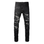 Amr Ripped Patch Black Jeans