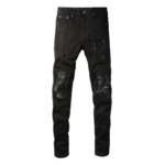 Amr Black Patch Ripped Jeans